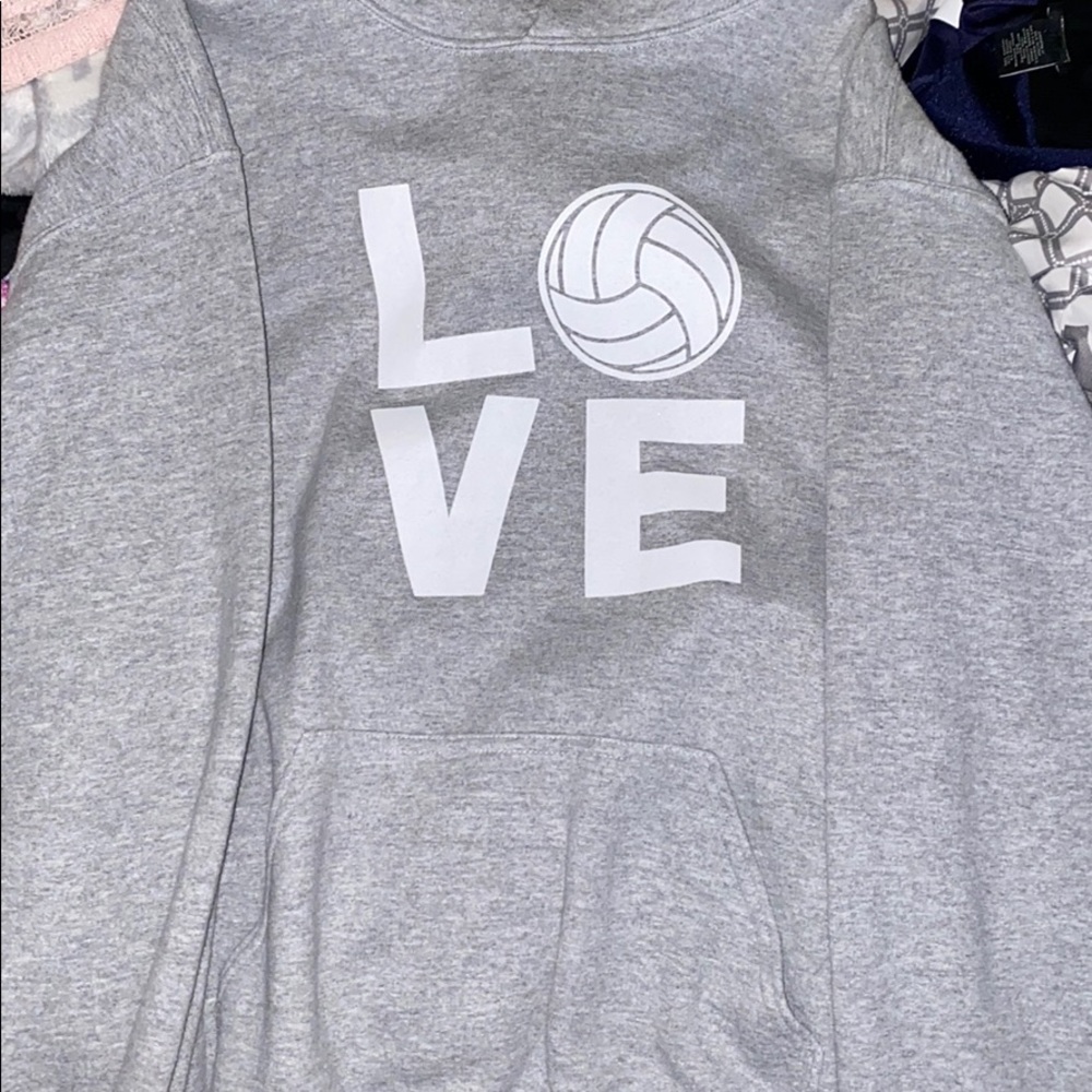 grey LOVE volleyball shirt